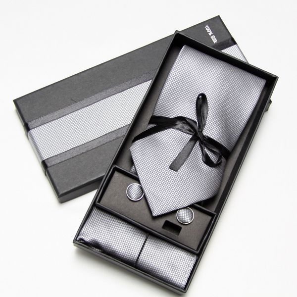 

fashion- tie & cufflinks & hanky neckties men's ties sets cufflinks neck tie set men's tie hanky cuff link, Black;blue