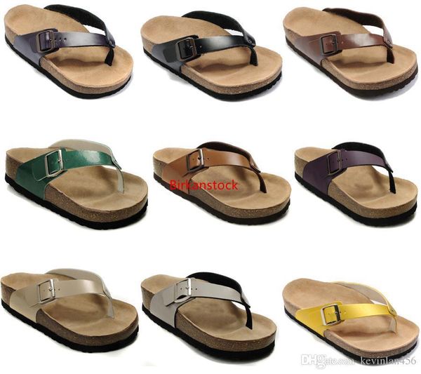 

wholesale genuine leather slippers mens flat sandals women shoes one buckle fashion design arizona summer beach with orignal box
