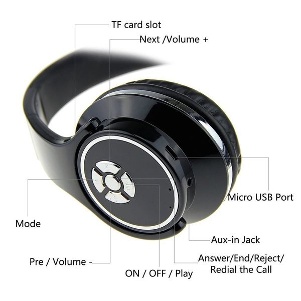 

h666 bluetooth studio headphones stereo earphone with mic wireless music fold gaming headset for phone computer support tf fm loud speaker