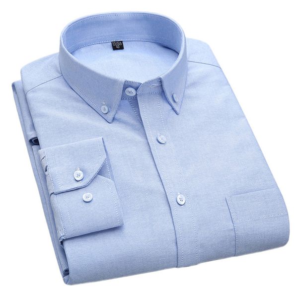 

2019 100% pure cotton solid color oxford men dress shirts long sleeve button-down collar formal elegant men shirts, White;black