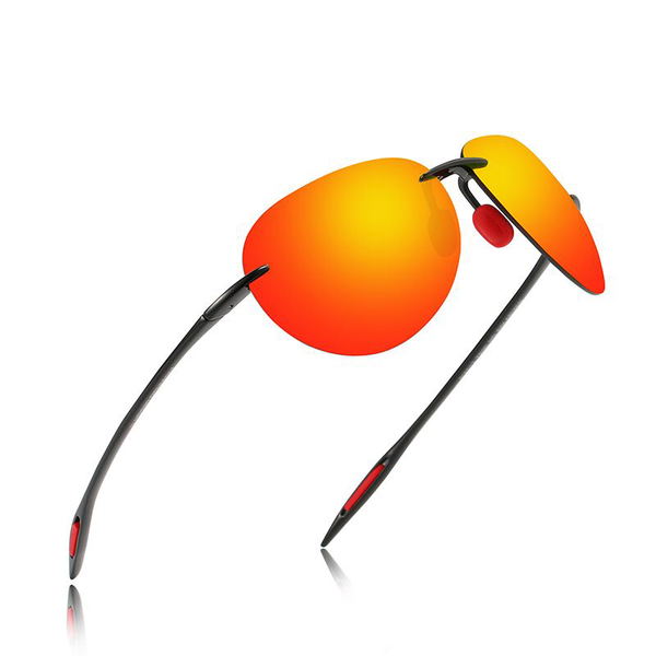 

sports driving men's sunglasses, stylish polarized color mirror lenses, ultra light frameless square sunglasses, uv400, White;black