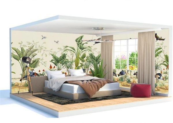 

средневековые расписанные вручную тропические растения цветы и птицы аншлаг стены hd улучшенный интерьер декорации обои