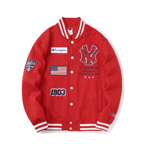 

champions mens designer jacket fashion brand luxury coat street hip hop embroidered letter logo delicate button stitching baseball uniform, Black;brown