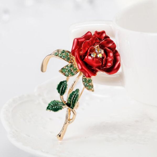 

new recommend enamel rose flower brooches female hijab pin corsage brooch for women wedding dress badge accessories jewelry, Gray