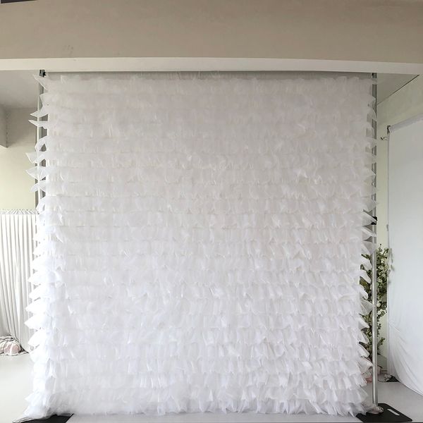 

3m hx 3mw white multi layers ruffles wedding backdrop