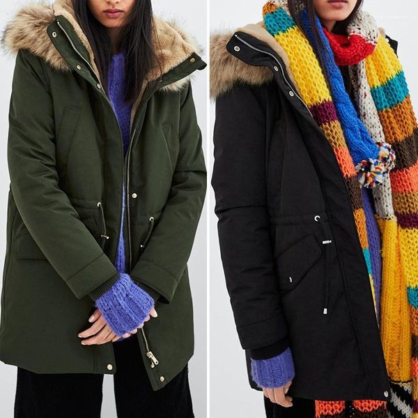 

women winter thick designer down parkas collection fur hooded warm windbreaker coats down jackets parker, Black