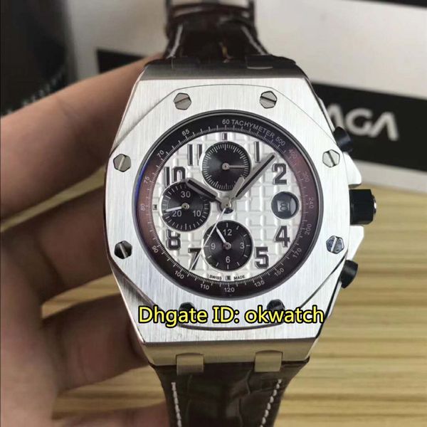 

6 стиль часы высокого качества 42 мм 26470 нержавеющая сталь автоматические механические мужские часы 26470st белый циферблат коричневый кож, Slivery;brown