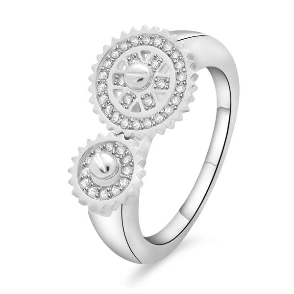 

gear алмазы кольцо для женщин роскошные алмазный кристалл gears кольца s925 посеребренная медь цирконы ювелирные изделия любовь подарок для, Golden;silver
