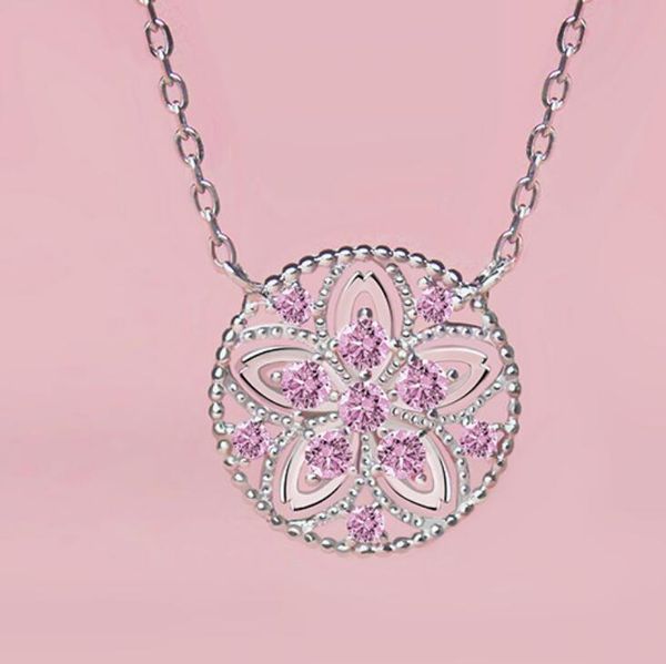 

luxury jewelry s925 sterling silver necklace cherry flowers pendant necklace choker for women wholesaele fashion