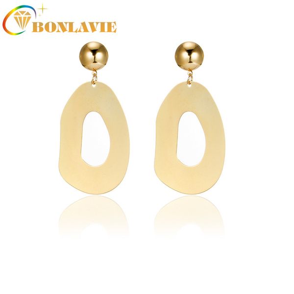 

vintage earrings drop shape large for women statement earrings trend fashion jewelry geometric gold color metal pendant, Silver