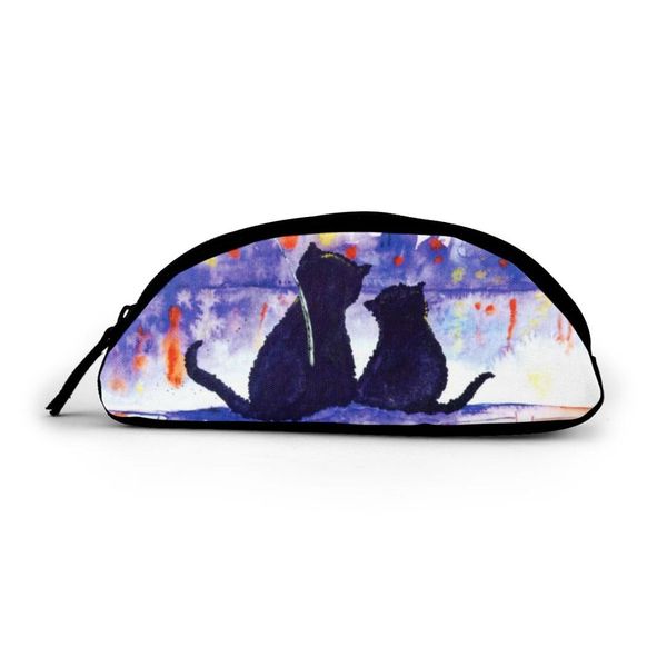 

noisydesigns school pencil case students boys girls pencil box pencilcase pouch couple black cats painting cosmetic bag