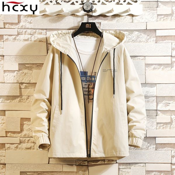 

hcxy2019 autumn new men's hooded jacket oil painting printing casual jacket male, Black;brown