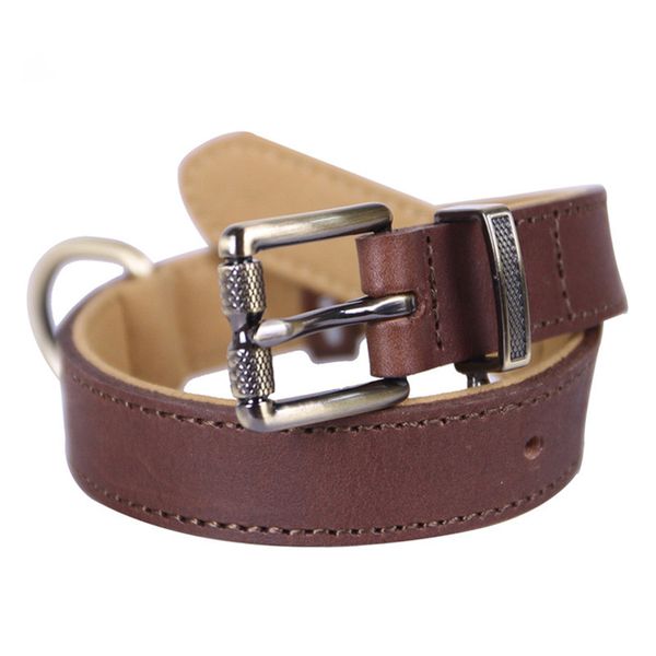 

Adjustable Cowhide Dog Collar with Metal D Ring & Buckle