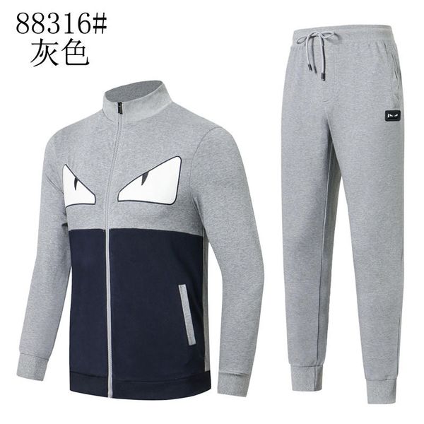 

italian german luxury men brand sports suit hooded sweater cool korean version tide student sets loose jacket casual autumn winter hooded, Gray