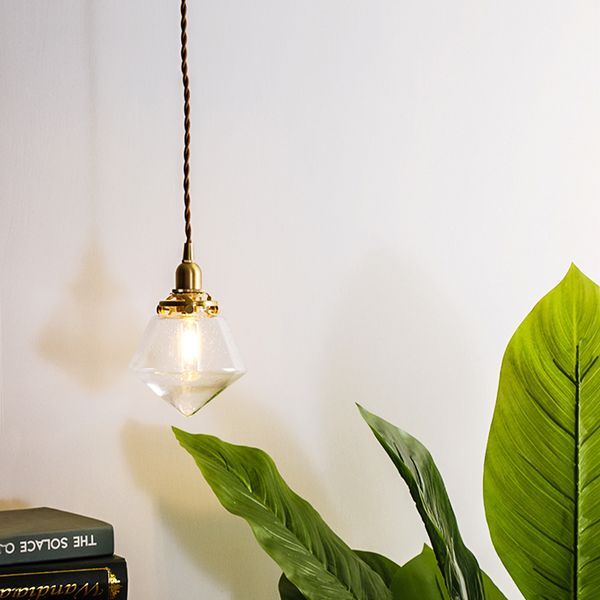 Diamond Shape Vintage Glass Brass Led Pendant Lamp Bedroom Livingroom Indoor Lighting E27 Bulbs Hang Lamps Pendant Track Lights Discount Pendant