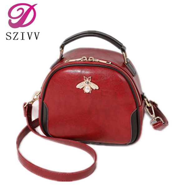 

female bag 2019 new retro fashion oil wax small round bag mini shoulder slung portable honey