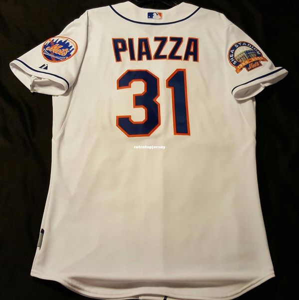 

mike piazza #31 new york cool base shea patch jersey mens stitched wholesale size xs-6xl baseball jerseys, Black;blue
