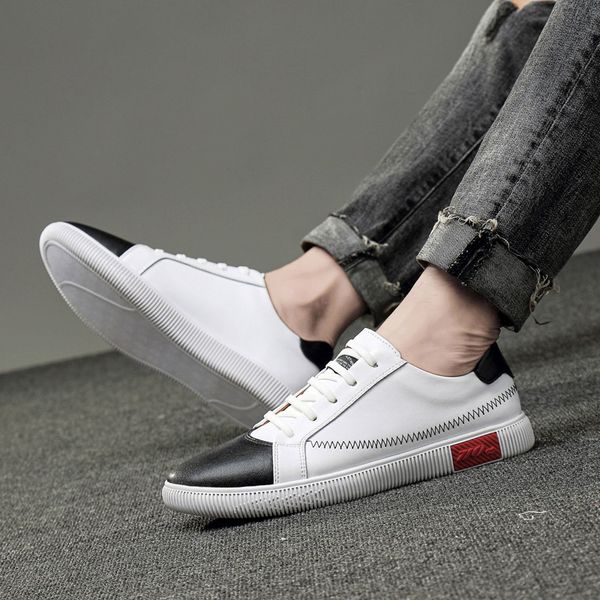 

man genuine leather shoes italy design fashion black flats men lace up casual sneakers shoes zapatos mujer chaussure homme