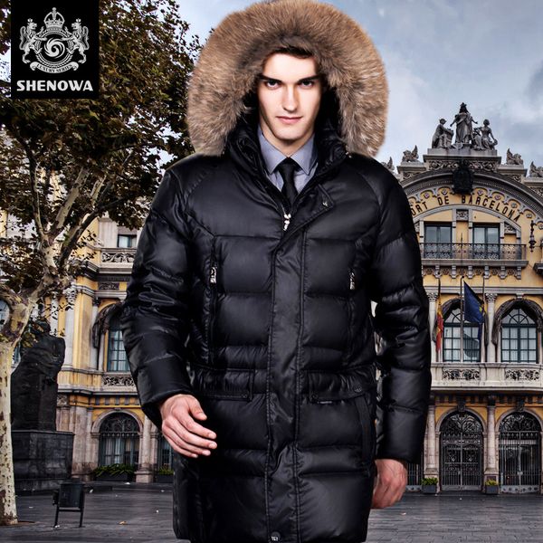 

fashion down coat male thickening long design casual male white duck down men's jacket, Black