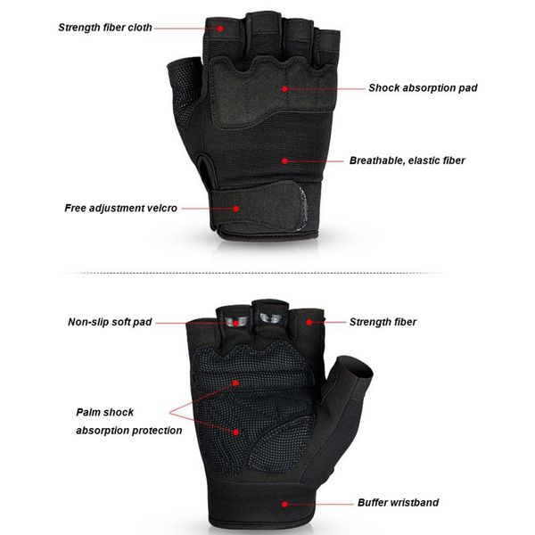 

h hunting army military tactical half-finger bicycle camouflage gloves men women anti-slip climbing fitness driving gloves