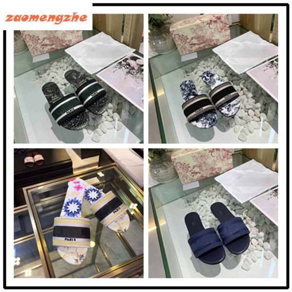 

dazzle flowers trendy bohemia women slippers fashion letter embroidery lady sandal, Black