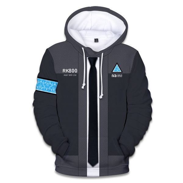 

new games detroit become human 3d print hoodies sweatshirts male female kara uniform hat hoodies fashion print clothes cool coat, Black