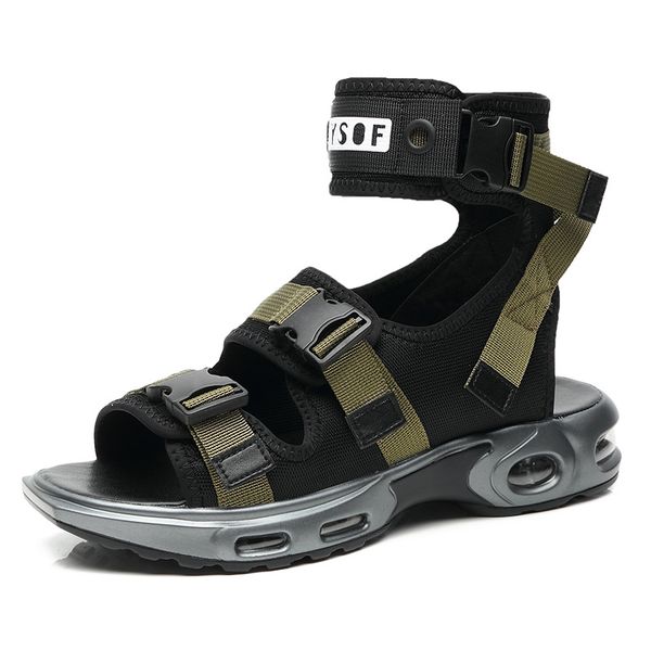 

tripple strap sandals for guys air cushion sandal boots design sandals wearproof anti- sandal for men zy481, Black