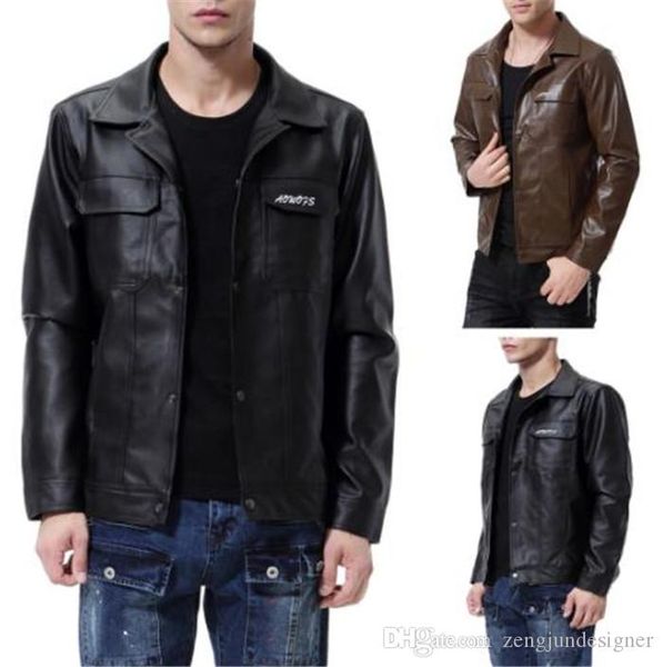 

mens casual конструктора pu куртки с длинным рукавом сплошной цвет мода стиль homme одежда зимняя windeproof повседневная одежда, Black;brown