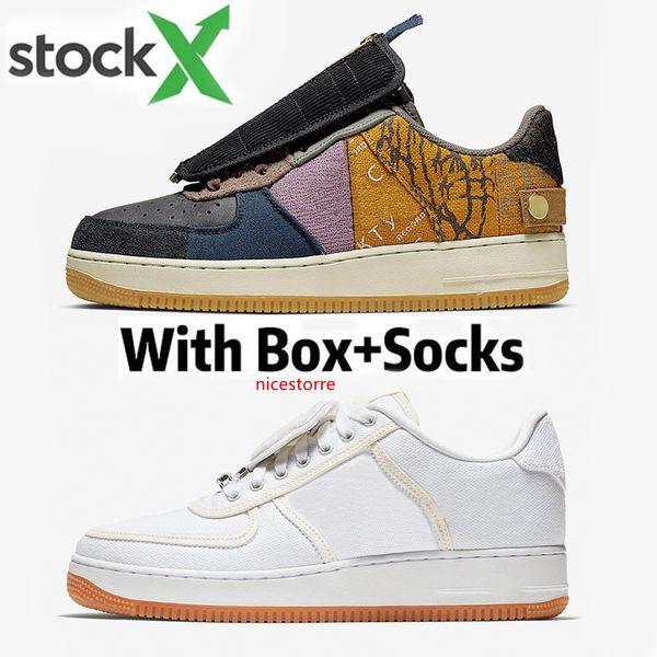 

2020 travis scotts 1 low cactus jack men women running shoes 3m reflective white air fashion mens trainer sports sneakers