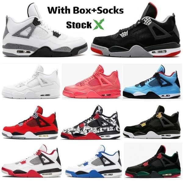 

with box stock x 4 4s silt red black gum punch men basketball shoes white cement thunder royalty black gold designer retro sneakers
