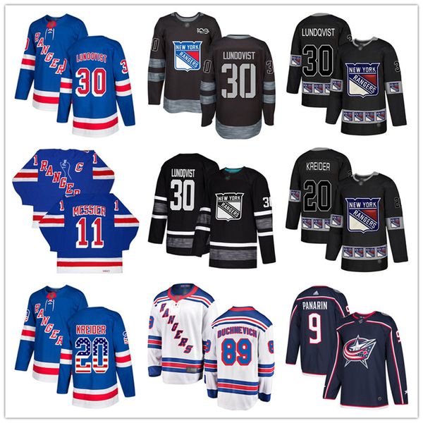 

Custom New York Rangers Jerseys 11 Mark Messier 30 Henrik Lundqvist 76 Brady Skjei 20 Chris Kreider 89 Pavel Buchnevich 9 Panarin USA Flag
