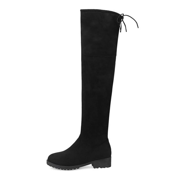 

plus size 48 thigh high boots women fashion winter boot women stretch over the knee boots low heel green black shoes woman