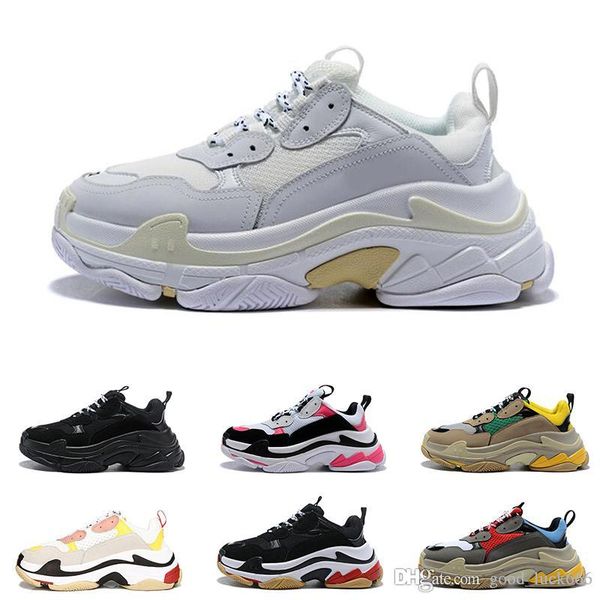 

fashion paris 17fw triple s sneakers triple-s casual dad mens designer shoes for women beige black sports trainers chaussures