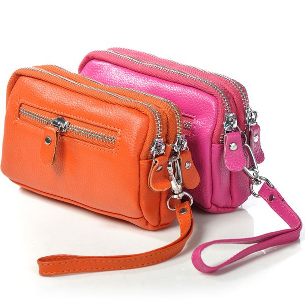 

genuine leather ladies coin purse, double zipper, large screen mobile phone bag, new multifunctional clutch bag
