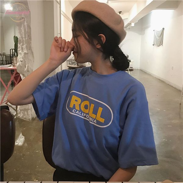 

t shirt femme spring summer clothes korean ulzzang harajuku vintage letter print short sleeve polyester t shirts women casual tshirt top, White