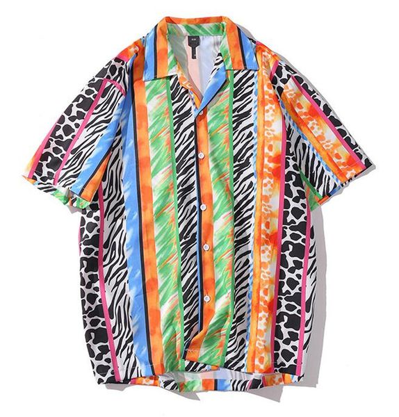 

mulit print mens casual shirts fashion summer short sleeve mens deisgner beach shirts casual males clothing, White;black