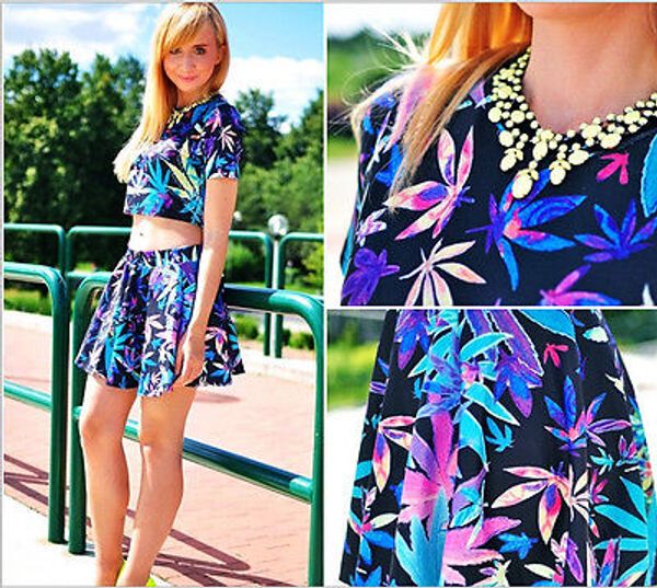 

women ladies floral playsuit bodycon party jumpsuit dress set crop + skirt, White