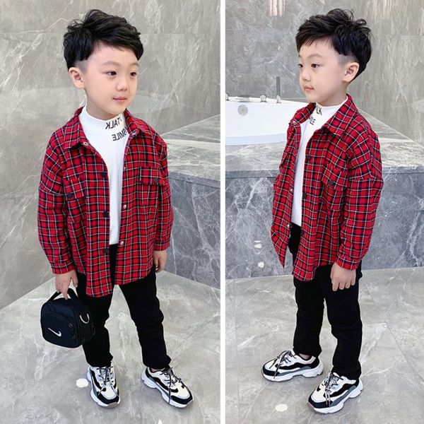 

90-140cm height new 2019 winter thick warm fleece inside plaid fashion boys shirts 1pc boys shirts children clothing, White;black