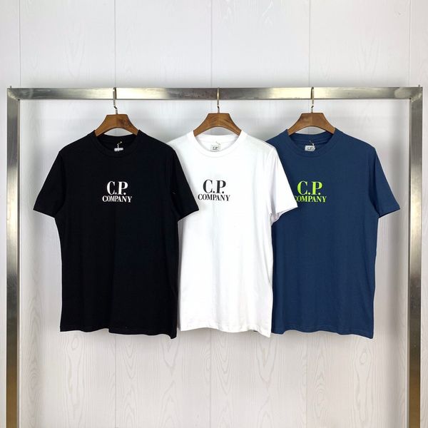 

mens tshirt c.p. 20ss letter short sleeve round neck fashion solid tshirt with 3 colors asian size m-2xl, White;black