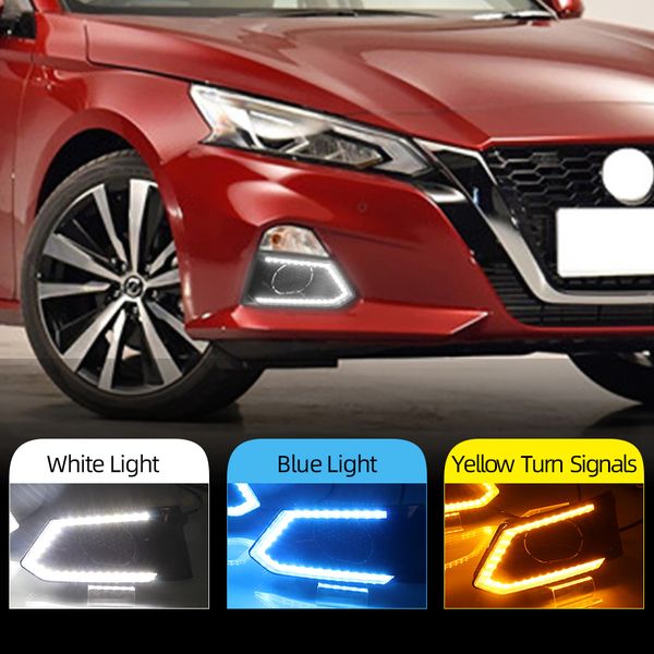 

2pcs for nissan altima teana 2019 2020 led daytime running light waterproof car 12v led drl fog lamp with turn signal style relay