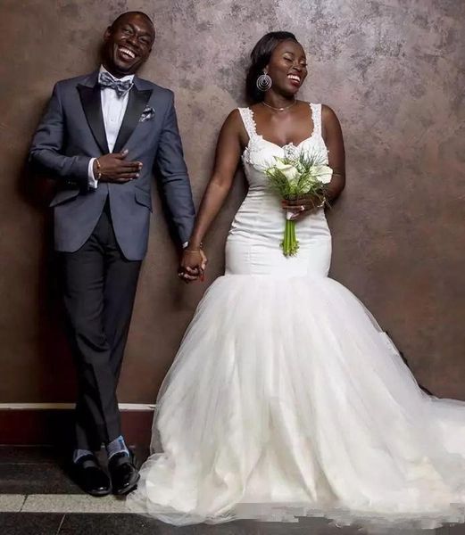 

Plus Size Wedding Dresses Sweetheart Lace Sexy Backless Mermaid Wedding Gowns Sleeveless Tulle Custom Made Beach Bridal Dress