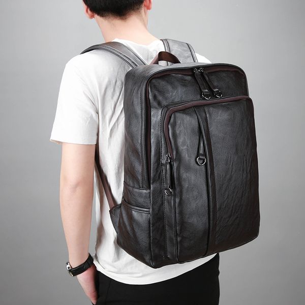 

fashion casual leather men's shoulder bag large capacity computer bag
