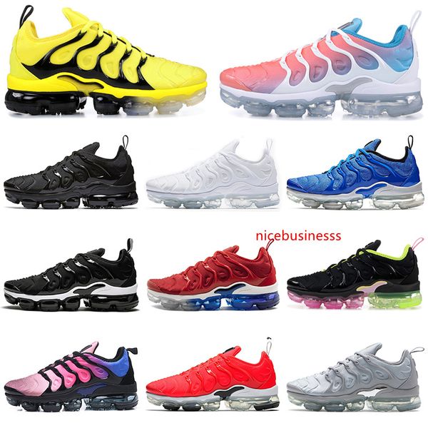 

tn plus bumblebee running shoes for men women triple black white lava glow mens designer shoe trainers sports sneakers size 36-45