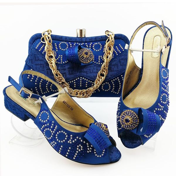 

new coming royal blue african medium heel lady pump shoes and handbag set for wedding/party mm1103 heel height 4cm, Black