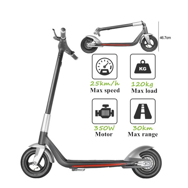 

popular cool design electric kick scooter 10 inch 300w quick folding folding electric scooter 300w e scooter, Silver;blue
