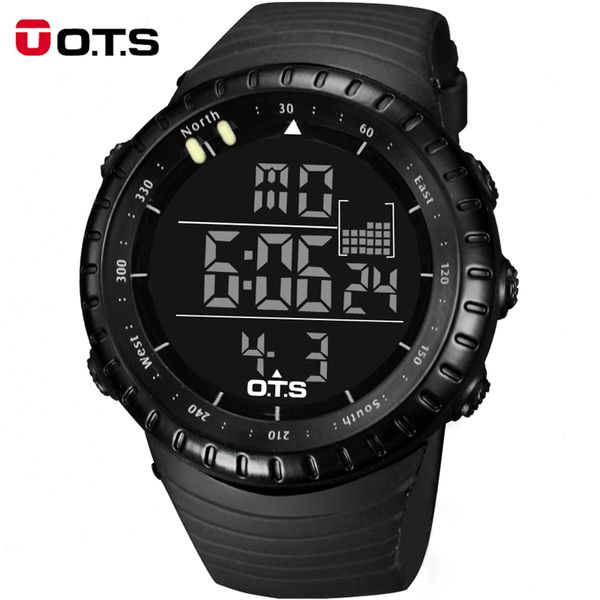 

brand ots cool black mens fashion large face led digital swimming climbing outdoor man sports watches christmas boys gift, Slivery;brown