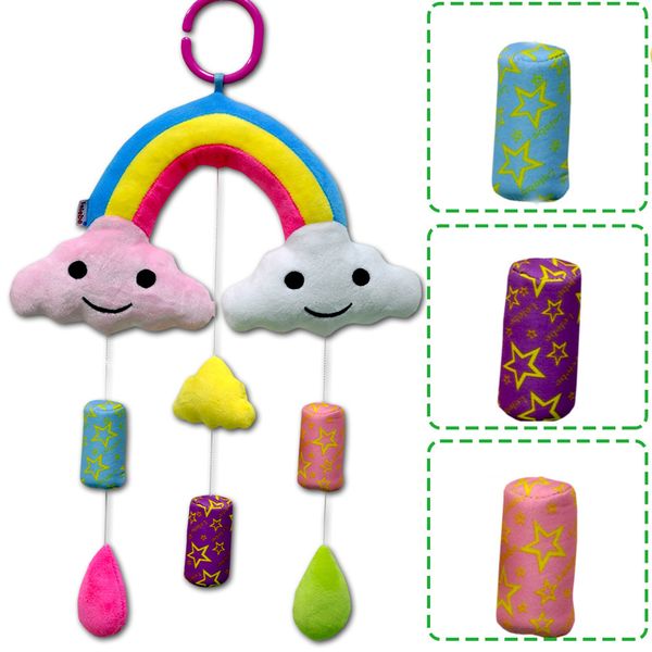 

baby rainbow & clouds handbell hanging rattles soft plush stroller crib toy