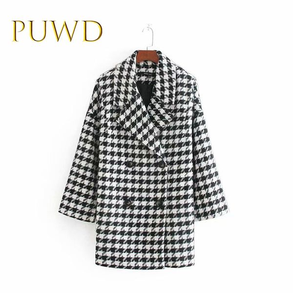 

puwd 2019 new autumn women's fashion, leisure and loose printed overcoat, Black