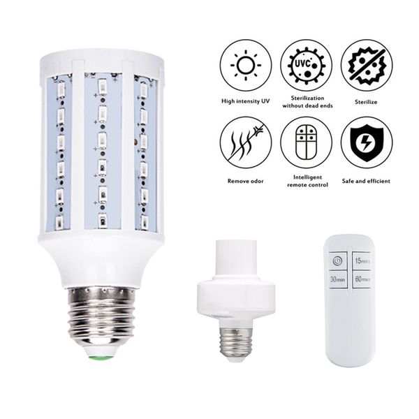 

uv germicidal light led uvc ultraviolet corn bulb ozone disinfection light bulb e27 lamp remote control timing 110v 220v
