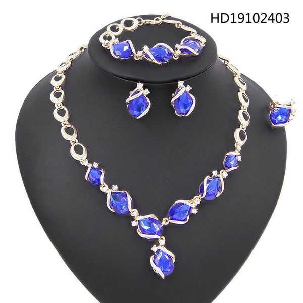 

yulaili elegant wedding crystal african jewelry sets for women gold color pendant necklace earrings bracelet ring party jewelry, Silver